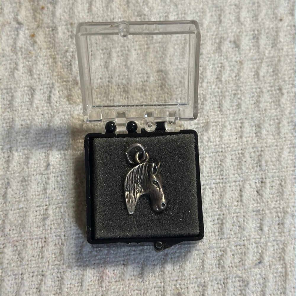 Sterling Silver Horse Pony Head Animal Equestrian Pendant Charm
